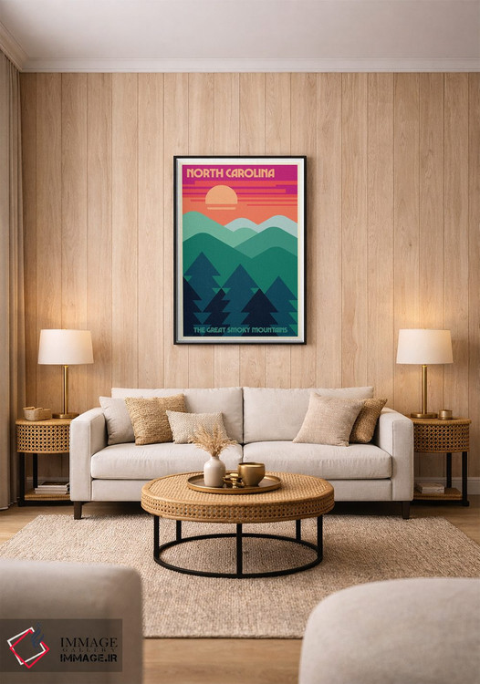 تابلو دکوراتیو پوستر سفر رترو کارولینای شمالی اثر جیم زانیسر - D1B