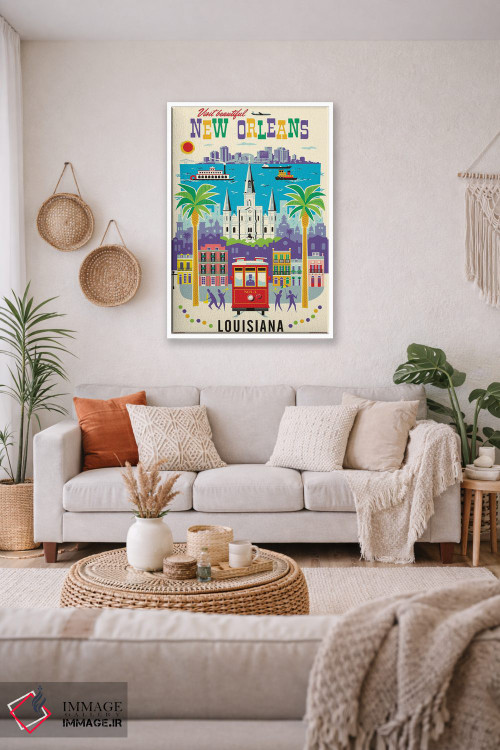 تابلو دکوراتیو پوستر سفر نیواورلئان اثر جیم زانیسر - D1W