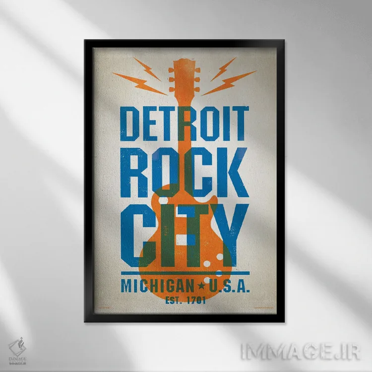 تابلو مدرن پوستر چاپ حروف دیترویت اثر جیم زانیسر - نمای قابدار مشکی