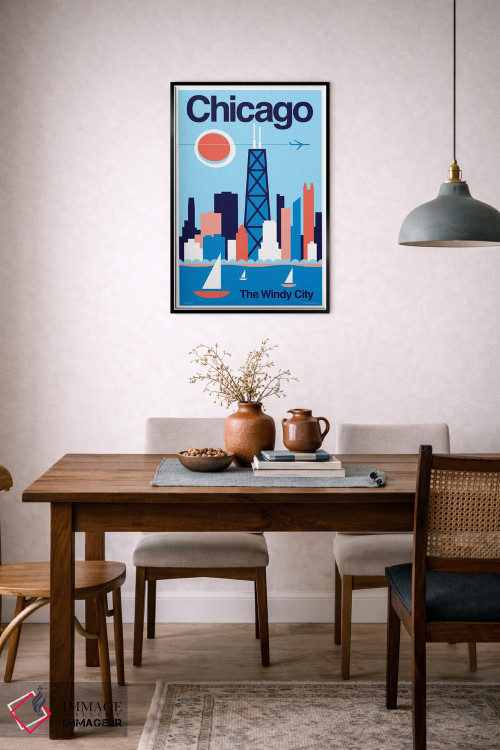 تابلو دکوراتیو پوستر مینیمال سفر شیکاگو اثر جیم زانیسر - D5B
