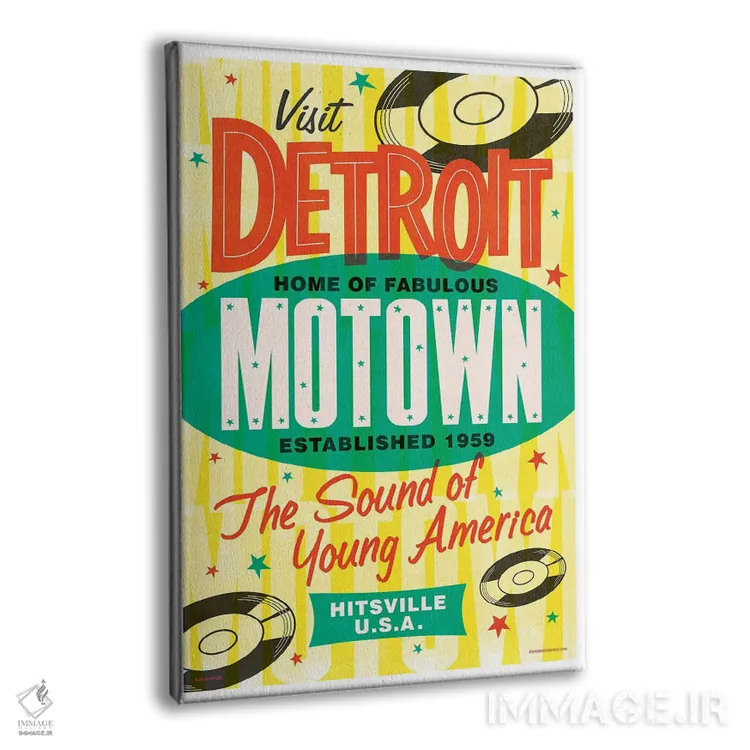 تابلو مدرن پوستر رترو موتاون دیترویت اثر جیم زانیسر - نمای پرسپکتیو محصول