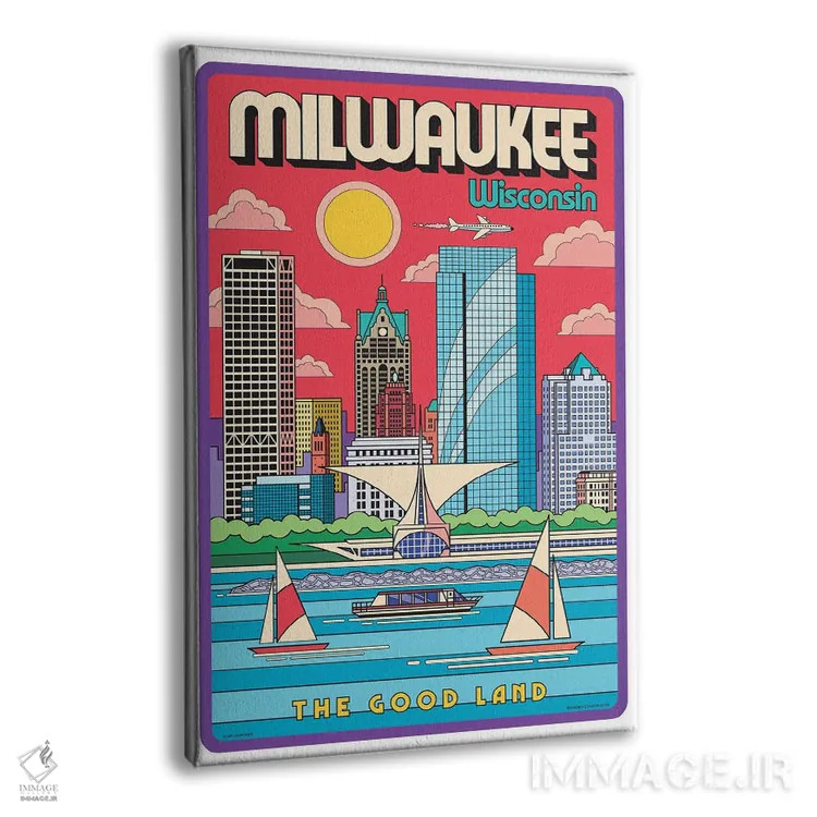 تابلو مدرن پوستر سفر پاپ آرت میلواکی اثر جیم زانیسر - نمای پرسپکتیو محصول
