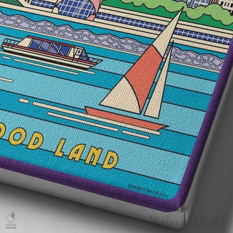 تابلو مدرن پوستر سفر پاپ آرت میلواکی اثر جیم زانیسر - نمای نزدیک بافت بوم