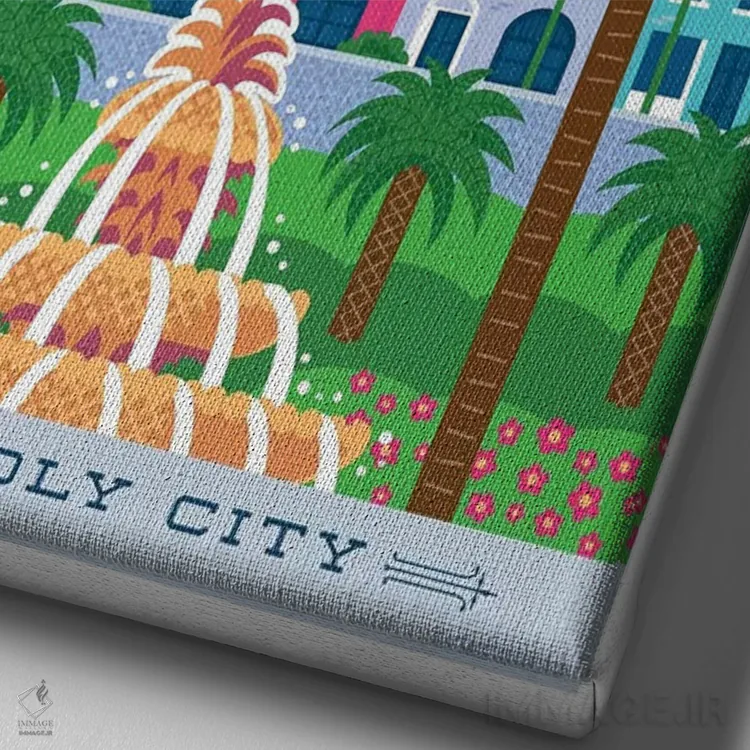 تابلو دکوراتیو پوستر سفر چارلستون اثر جیم زانیسر - نمای نزدیک بافت بوم