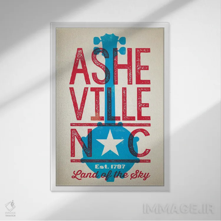 تابلو دکوراتیو پوستر چاپ حروف اشویل اثر جیم زانیسر - نمای قابدار سفید