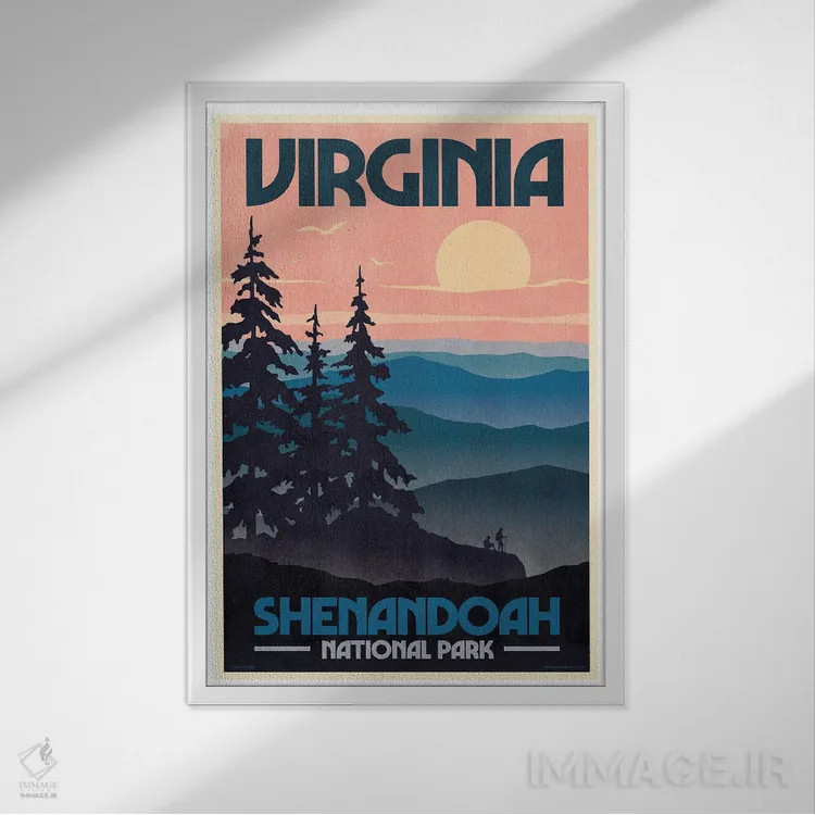 تابلو مدرن پوستر رترو ویرجینیا اثر جیم زانیسر - نمای قابدار سفید