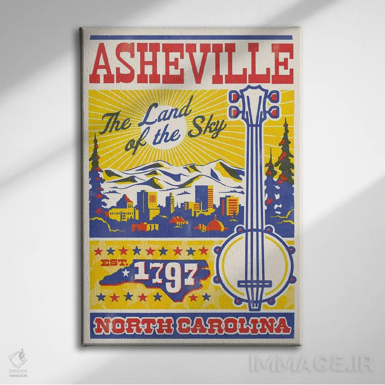 تابلو دکوراتیو پوستر چاپ حروف سفر اشویل اثر جیم زانیسر - نمای روبهرو روی دیوار