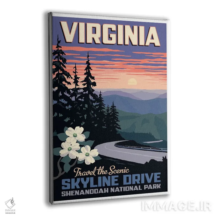 تابلو دکوراتیو پوستر سفر اسکای لاین درایو ویرجینیا اثر جیم زانیسر - نمای پرسپکتیو محصول