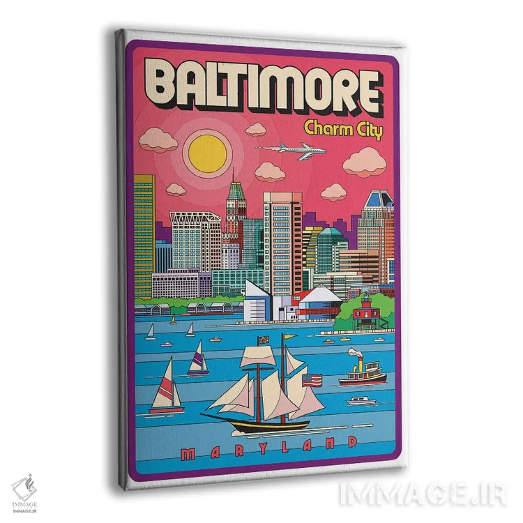 تابلو دکوراتیو پوستر سفر پاپ آرت بالتیمور اثر جیم زانیسر - نمای پرسپکتیو محصول