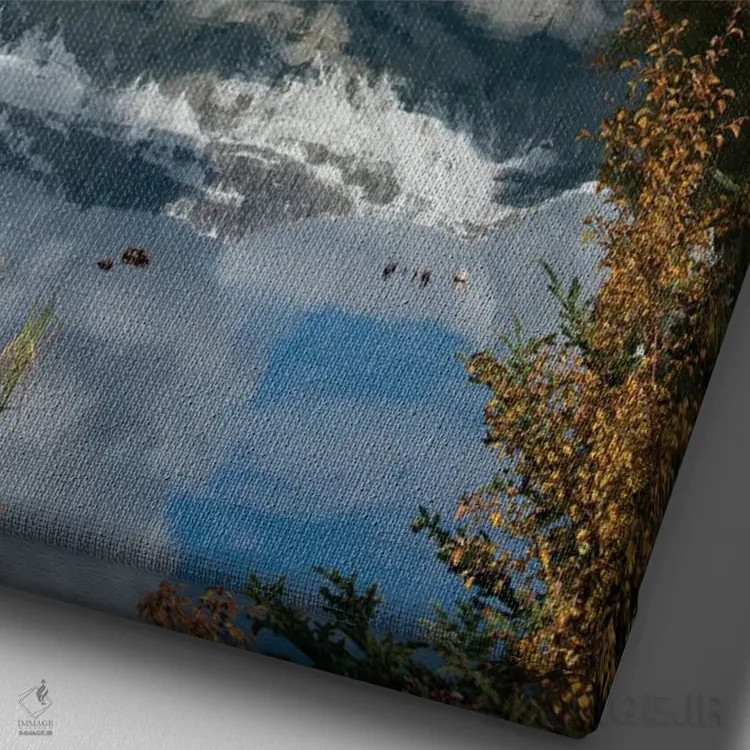 تابلو دکوراتیو Alberta. Autumn reflections at Talbot Lake, Jasper Nationa… اثر جودیت زیمرمن - نمای نزدیک بافت بوم