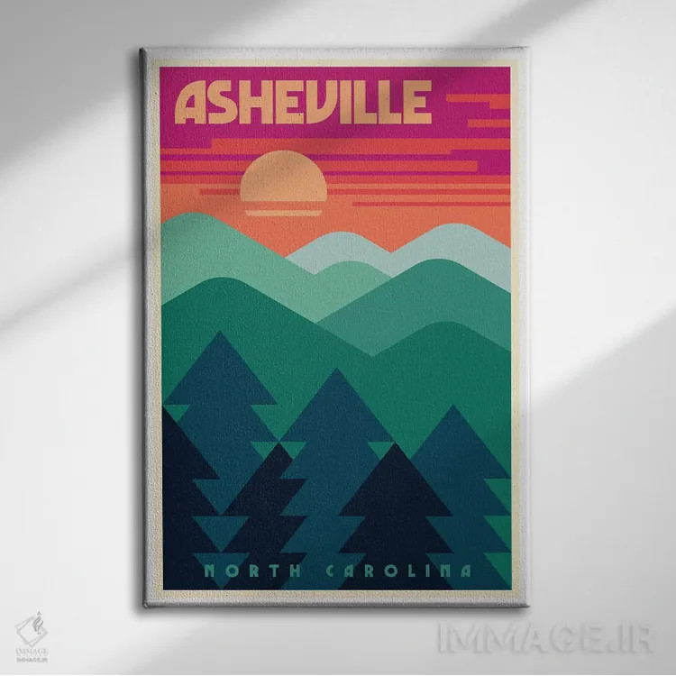 تابلو دکوراتیو پوستر مینیمال سفر اشویل اثر جیم زانیسر - نمای روبهرو روی دیوار