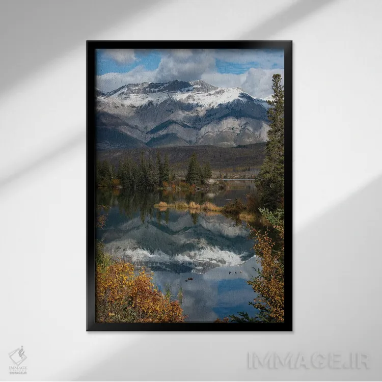 تابلو دکوراتیو Alberta. Autumn reflections at Talbot Lake, Jasper Nationa… اثر جودیت زیمرمن - نمای قابدار مشکی