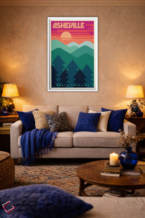 تابلو دکوراتیو پوستر مینیمال سفر اشویل اثر جیم زانیسر - D3W