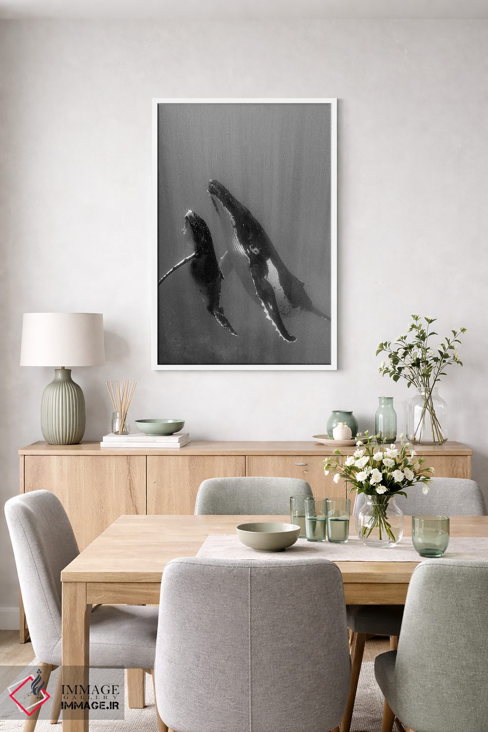 تابلو دکوراتیو Tonga. Mother and Calf, Humpback Whales,جزایر اقیانوس آرام… اثر جودیت زیمرمن - D5W