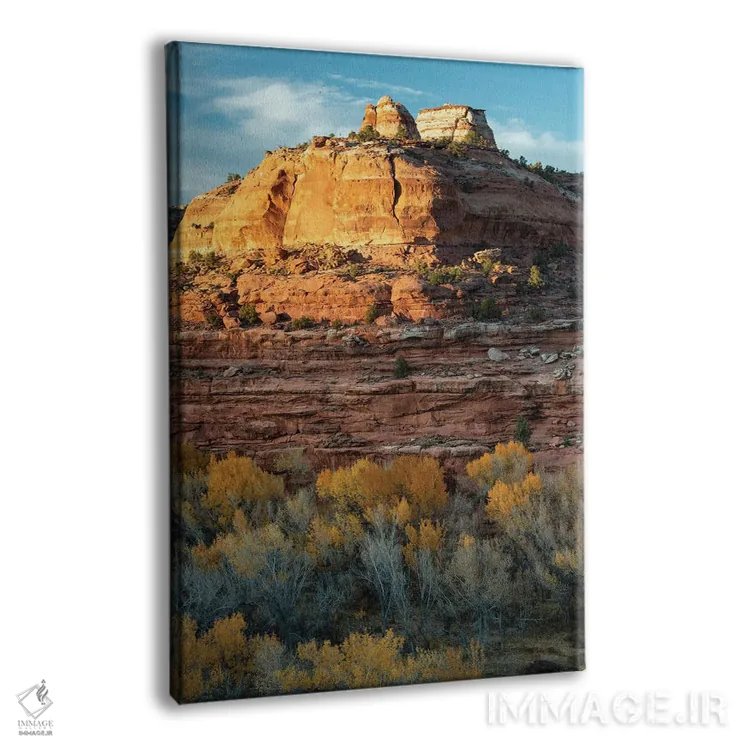 تابلو دکوراتیو Utah. Last light on sandstone monolith with autumn cottonw… اثر جودیت زیمرمن - نمای پرسپکتیو محصول