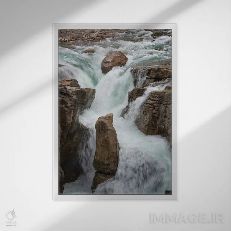 تابلو دکوراتیو Alberta. Sunwapta Falls detail, Jasper National Park.,کانا… اثر جودیت زیمرمن - نمای قابدار سفید