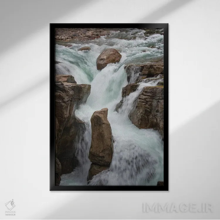 تابلو دکوراتیو Alberta. Sunwapta Falls detail, Jasper National Park.,کانا… اثر جودیت زیمرمن - نمای قابدار مشکی