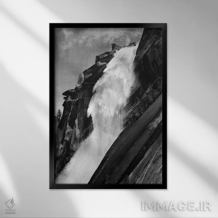 تابلو دکوراتیو آبشار اثر یوهان زلنین - نمای قابدار مشکی