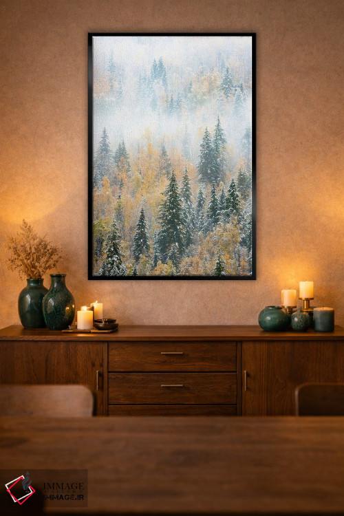 تابلو دکوراتیو Canada. Early morning fog in a mixed tree forest, Wells Gr… اثر جودیت زیمرمن - D2B