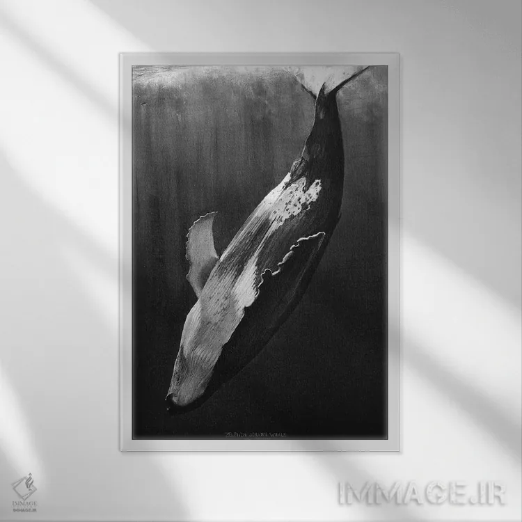 تابلو دکوراتیو نهنگ سیاه اثر یوهان زلنین - نمای قابدار سفید