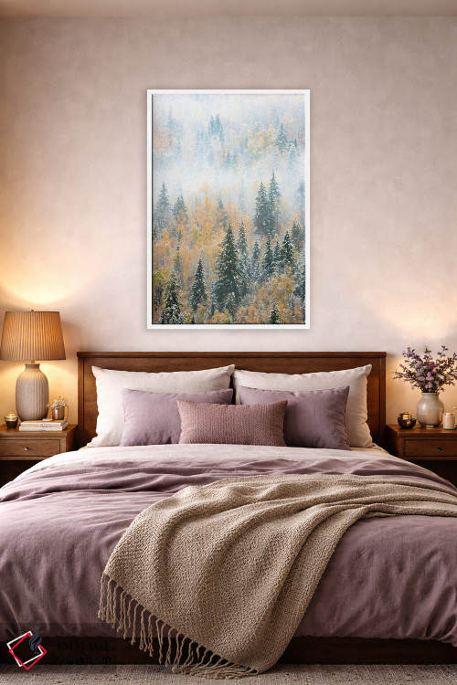 تابلو دکوراتیو Canada. Early morning fog in a mixed tree forest, Wells Gr… اثر جودیت زیمرمن - D3W