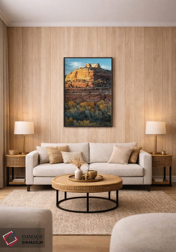 تابلو دکوراتیو Utah. Last light on sandstone monolith with autumn cottonw… اثر جودیت زیمرمن - D1B