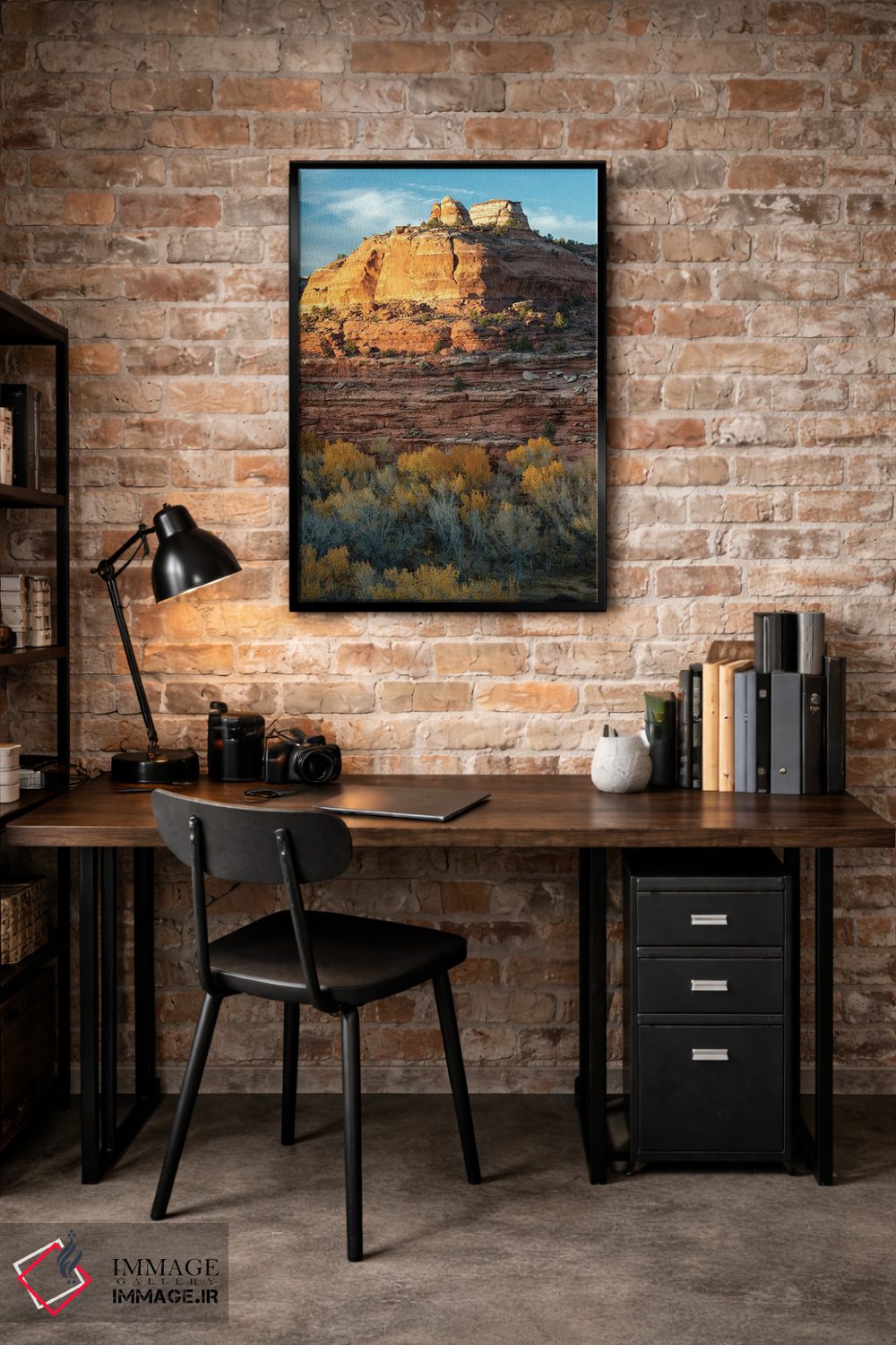 تابلو دکوراتیو Utah. Last light on sandstone monolith with autumn cottonw… اثر جودیت زیمرمن - D5B