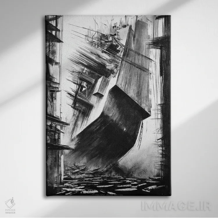 تابلو دکوراتیو کشتی سازی اثر یوهان زلنین - نمای روبهرو روی دیوار