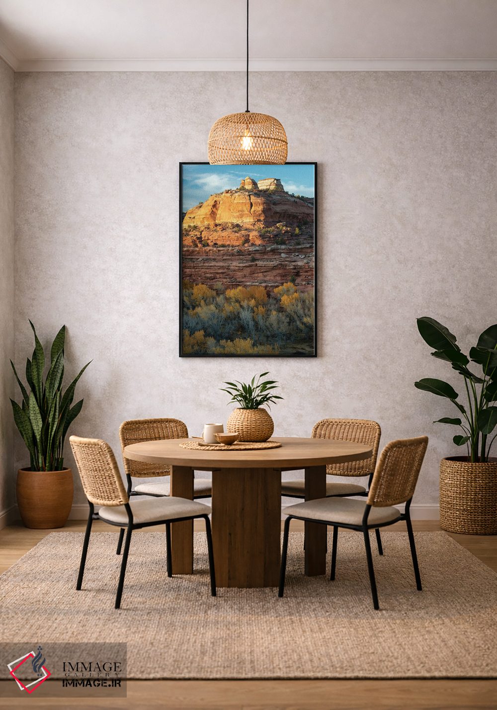 تابلو دکوراتیو Utah. Last light on sandstone monolith with autumn cottonw… اثر جودیت زیمرمن - D6B