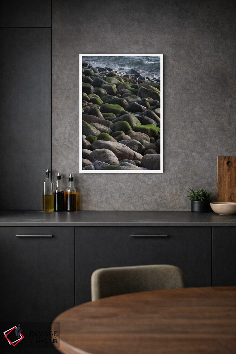 تابلو دکوراتیو Maine. Moss covered rocks and ocean, Boulder Beach, Acadia… اثر جودیت زیمرمن - D1W