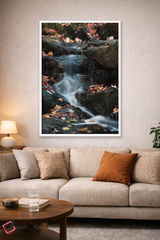 تابلو دکوراتیو Maine. Autumn leaves along small waterfall on Duck Brook… اثر جودیت زیمرمن - D1W