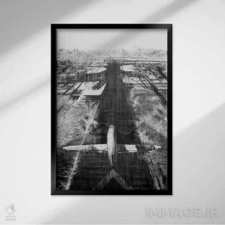 تابلو دکوراتیو هواپیما اثر یوهان زلنین - نمای قابدار مشکی