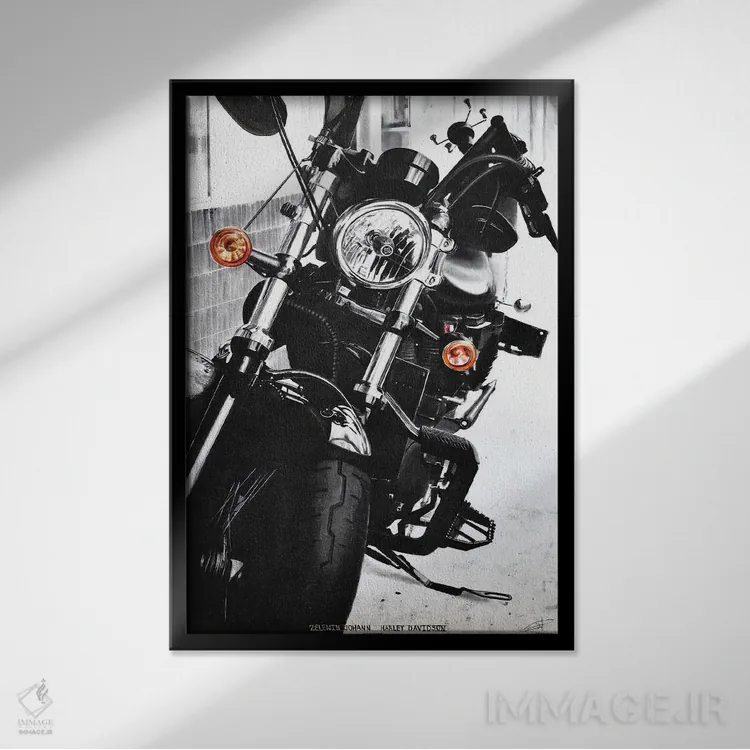 تابلو دکوراتیو هارلی دیویدسون اثر یوهان زلنین - نمای قابدار مشکی