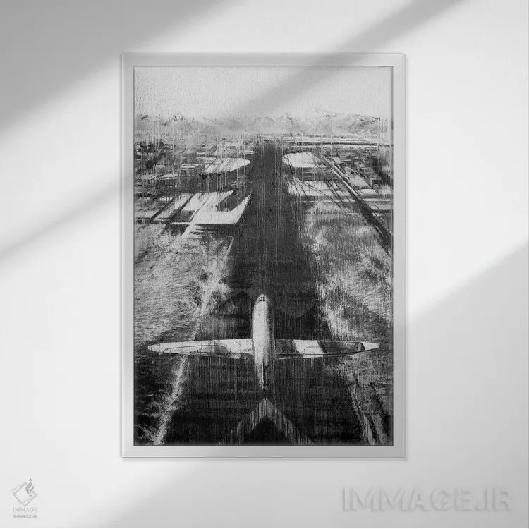 تابلو دکوراتیو هواپیما اثر یوهان زلنین - نمای قابدار سفید