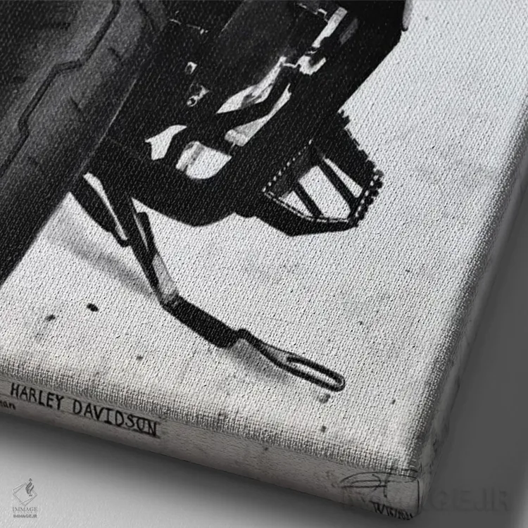 تابلو دکوراتیو هارلی دیویدسون اثر یوهان زلنین - نمای نزدیک بافت بوم