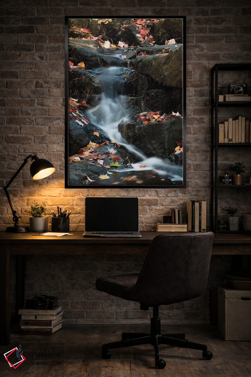 تابلو دکوراتیو Maine. Autumn leaves along small waterfall on Duck Brook… اثر جودیت زیمرمن - D4B