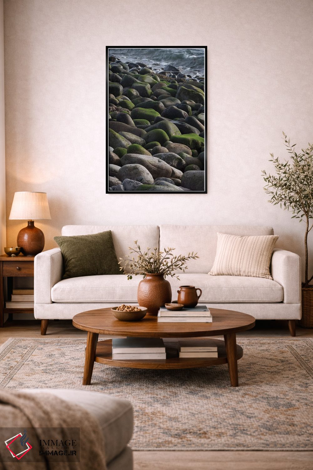 تابلو دکوراتیو Maine. Moss covered rocks and ocean, Boulder Beach, Acadia… اثر جودیت زیمرمن - D5B