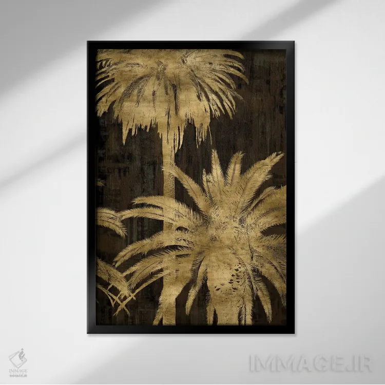 تابلو مدرنی نخل های طلایی II اثر کیت بنت - نمای قابدار مشکی