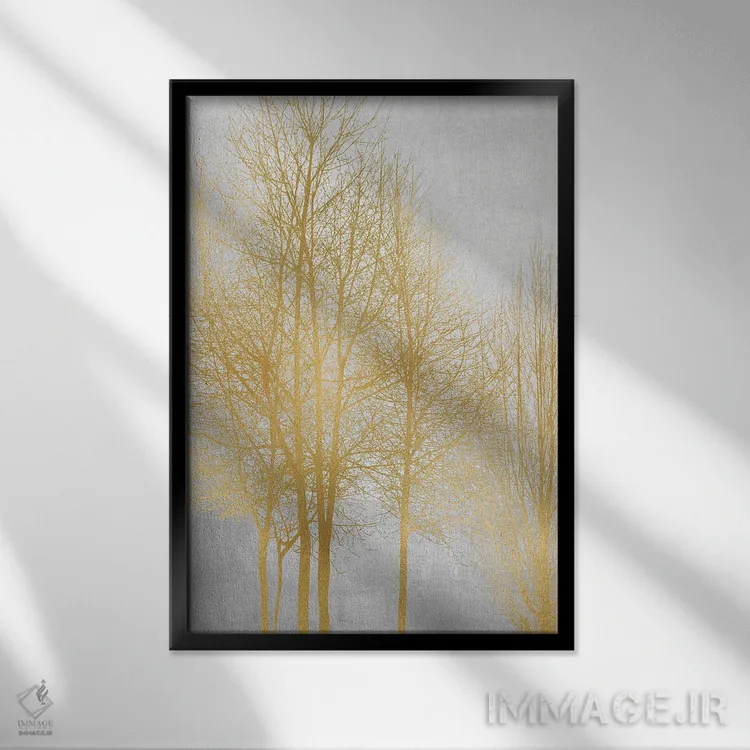 تابلو مدرنی درخت طلایی II اثر کیت بنت - نمای قابدار مشکی