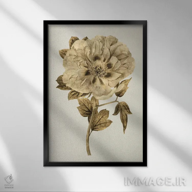 تابلو مدرن لاله طلایی I اثر کیت بنت - نمای قابدار مشکی