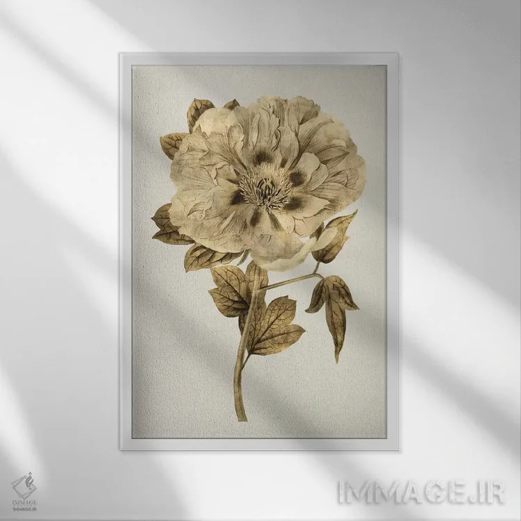 تابلو مدرن لاله طلایی I اثر کیت بنت - نمای قابدار سفید