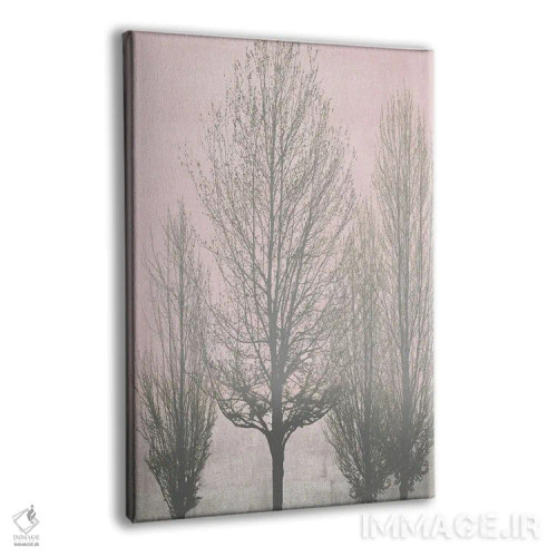 تابلو مدرن درختان خاکستری روی پنل صورتی II اثر کیت بنت - نمای پرسپکتیو محصول