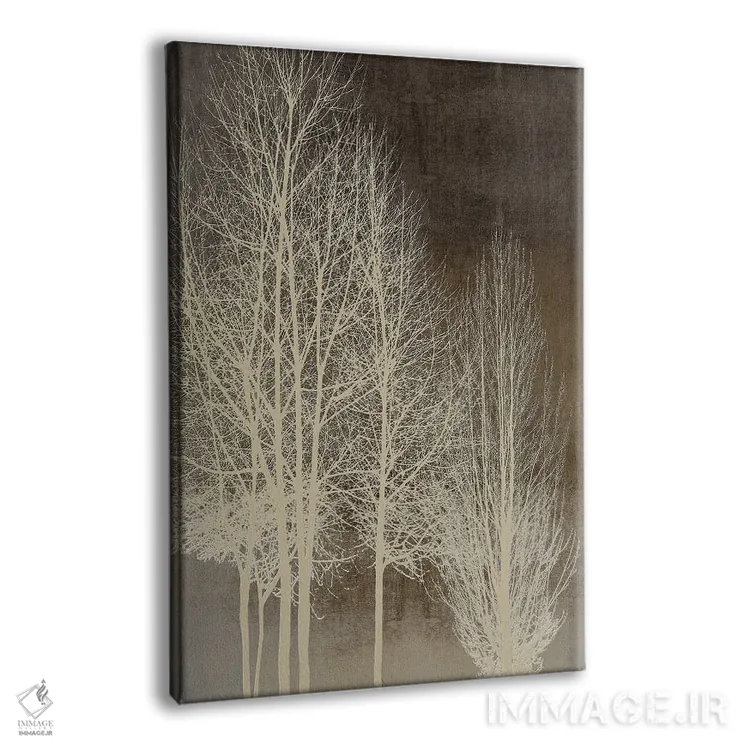 تابلو مدرن درختان روی پنل قهوه ای I اثر کیت بنت - نمای پرسپکتیو محصول