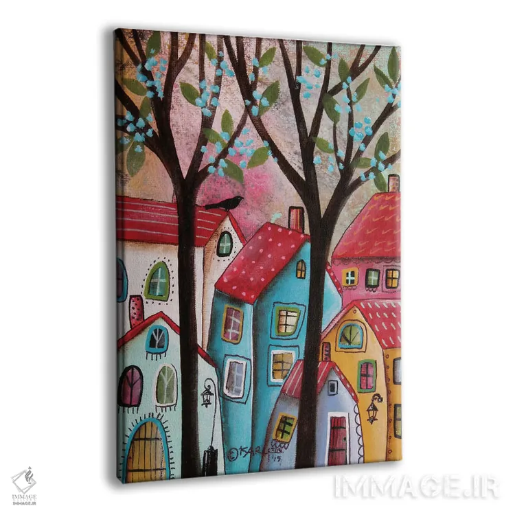 تابلو دکوراتیو سقف های قرمز اثر کارلا جرارد - نمای پرسپکتیو محصول