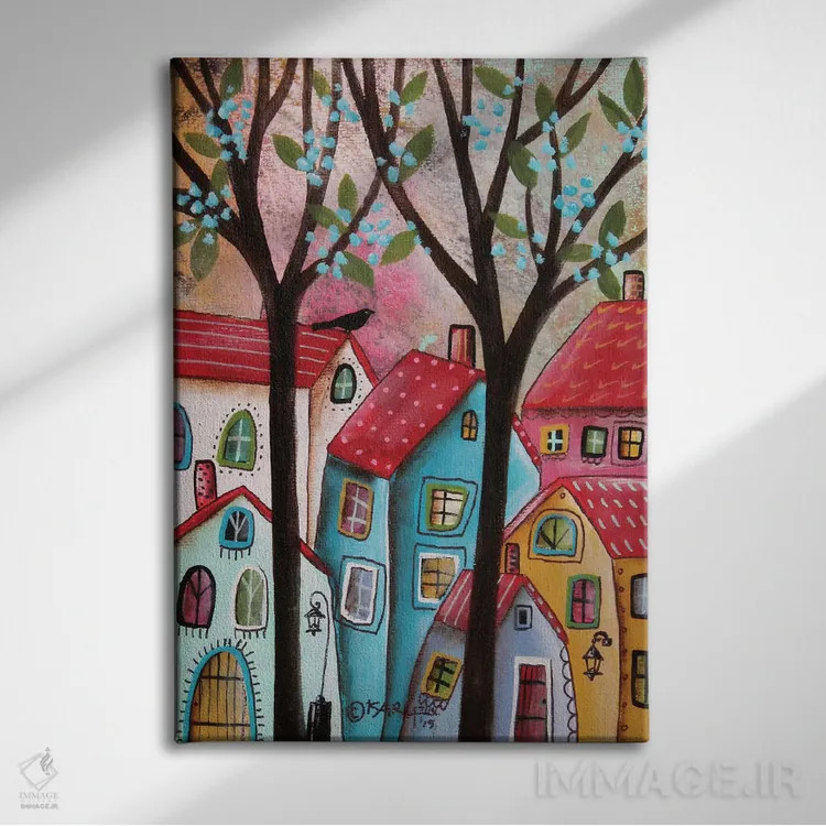 تابلو دکوراتیو سقف های قرمز اثر کارلا جرارد - نمای روبهرو روی دیوار