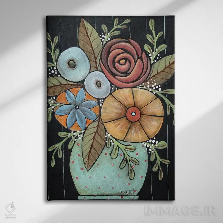 تابلو دکوراتیو گل آرایی کلاسیک اثر کارلا جرارد - نمای روبهرو روی دیوار