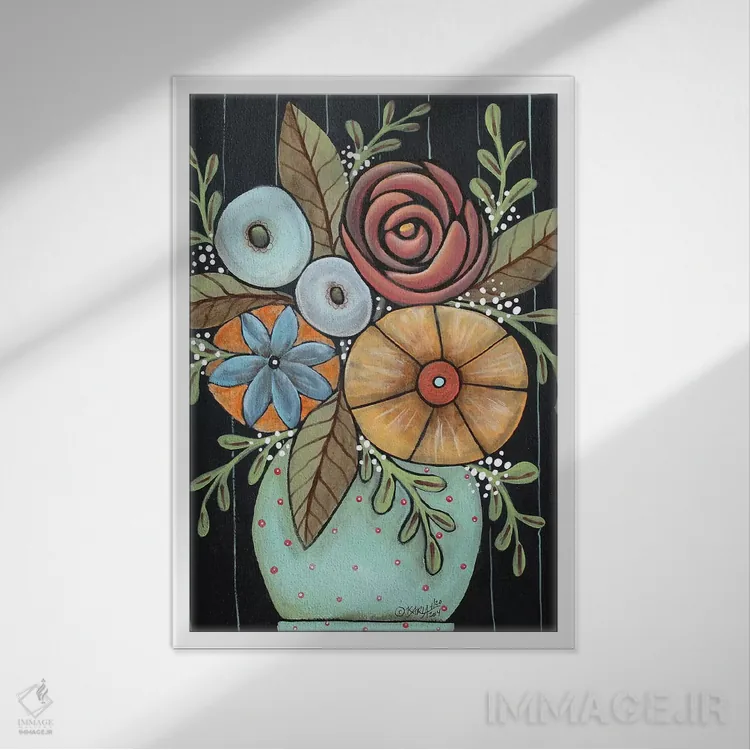 تابلو دکوراتیو گل آرایی کلاسیک اثر کارلا جرارد - نمای قابدار سفید