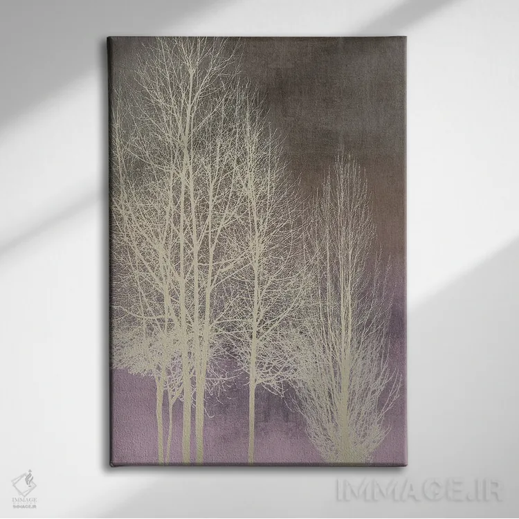 تابلو مدرن درختان روی پنل صورتی I اثر کیت بنت - نمای روبهرو روی دیوار