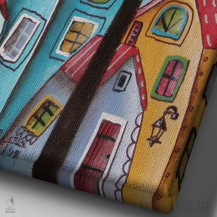 تابلو دکوراتیو سقف های قرمز اثر کارلا جرارد - نمای نزدیک بافت بوم