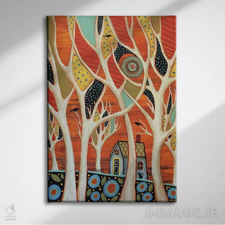 تابلو دکوراتیو درختان سفید I اثر کارلا جرارد - نمای روبهرو روی دیوار